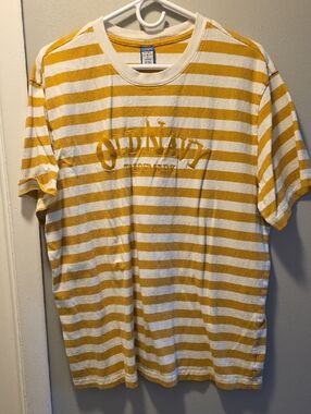 Old Navy Yellow and White Striped Short-Sleeve Crew Tee